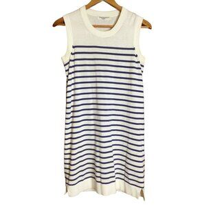 Amina Rubinacci Napoli Women's Mini Dress Striped White Blue Size 42 US 6 Small